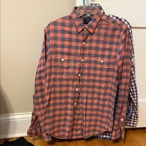 J. Crew Men's Red and Blue Checkered Shirt